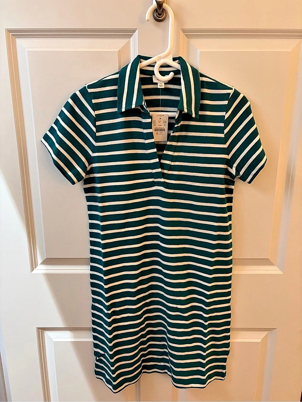 J.Crew Factory Striped Knit Collared Mini Dress Green & White Small NWT